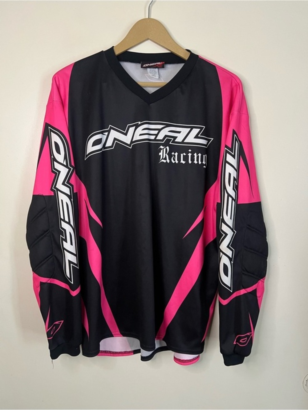 Vintage Y2K Hot Pink Black Oneal Racing Motocross Jersey Women’s Size L